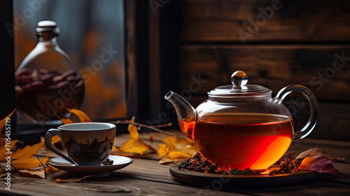 Teapot Pouring Tea. Generative AI