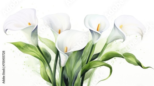 Calla lilies flowers in watercolor background  card background frame  clipart for greeting cards  save the date. Perfect concept for wedding  Mother s Day  Valentine s Day  8 March.