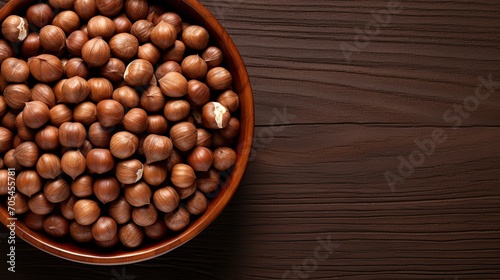 Top view of hazelnuts.. Generative AI photo