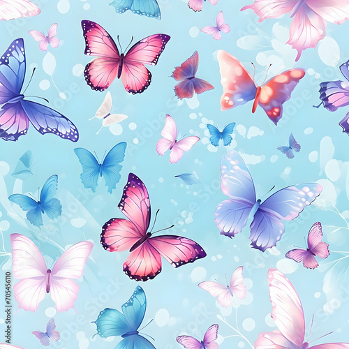Butterflies  Mixed Media  pastel hues  vector  Seamless patterns