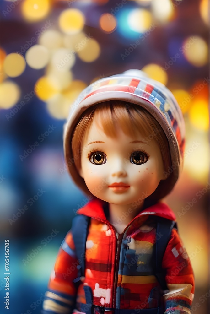Infant Children kids girl play doll with bokeh blurry background Infant Children kids girl play doll with bokeh blurry background
