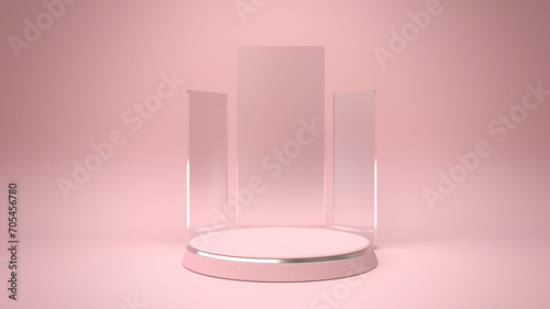 Pink podium for product presentation platform display, 3D render