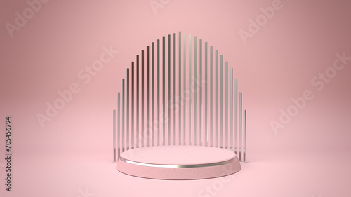 Pink podium for product presentation platform display, 3D render