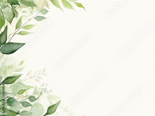 Watercolor greenery flowers in watercolor background, card background frame, clipart for greeting cards, save the date, copy space. Perfect concept for wedding, Mother's Day, Valentine's Day, 8 March.