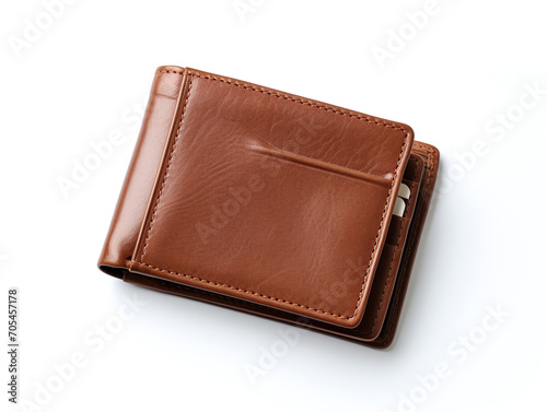 Brown wallet over a white background.