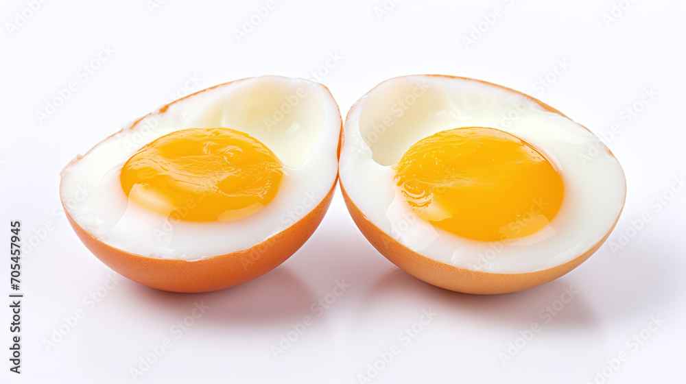 Sliced boiled eggs isolated on white background. Sliced boiled eggs isolated on white background.