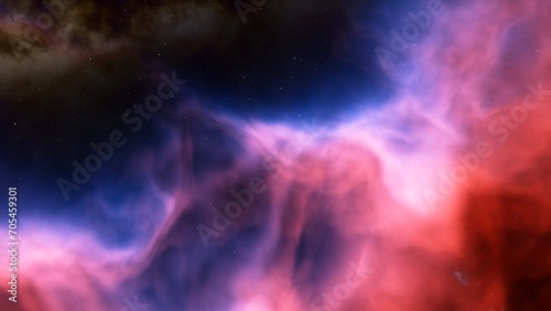 Cosmic background with a blue purple nebula and stars 