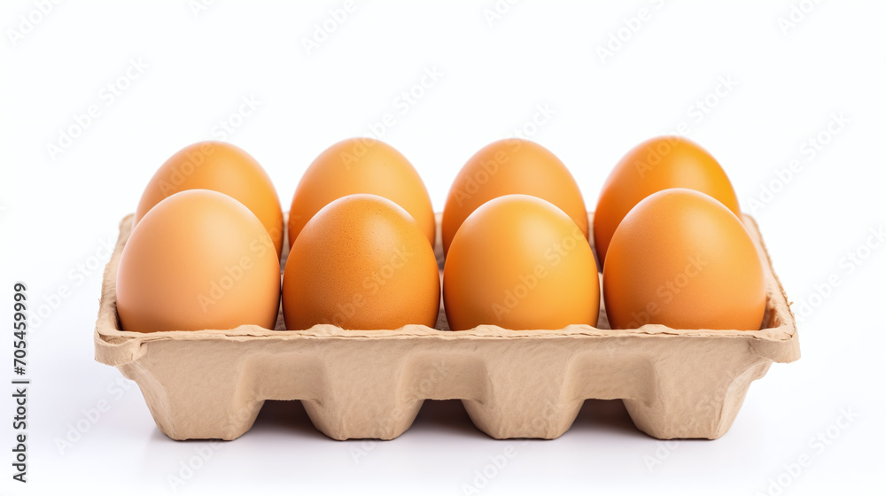 Eggs in a box isolated on white.