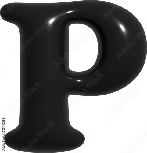 Letter A-Z 3D Black