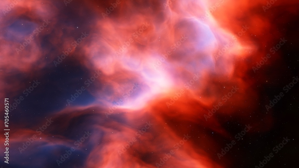 Cosmic background with a blue purple nebula and stars
