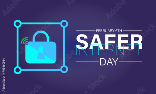Safer Internet Day celebrated every year on 6th February. Vector banner, flyer, poster and social medial template design.