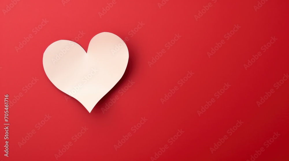 Heart Made of Paper on a Radiant Red Background, Creating a Celebration Concept for Valentine’s Day, Symbolizing Love, Hope, and Happiness with Copyspace.