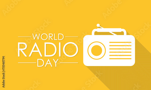 World Radio Day celebrated every year on 13th February. Vector banner, flyer, poster and social medial template design.