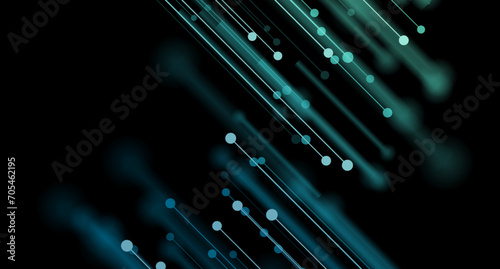 Glowing blue abstract futuristic hi-tech background. Blurred connection circuit lines vector design