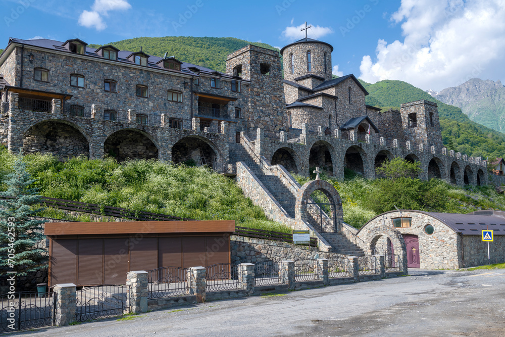 Fototapeta premium Orthodox Alan Assumption Monastery on a sunny June morning. Hidicus. Northern Ossetia-Alania, Russian Federation