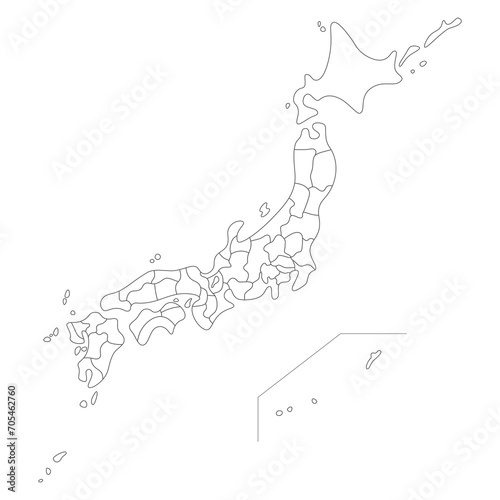 日本地図 白地図 県別 北方領土（フリーハンド）