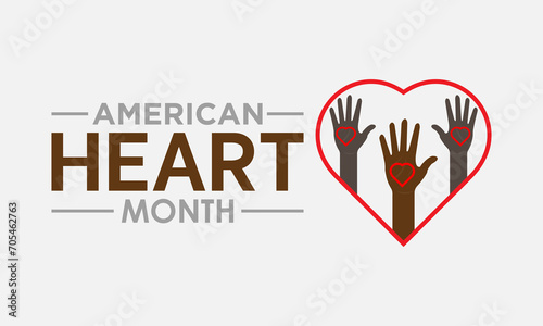 American Heart Month design observed every year in month of february. Vector health banner, flyer, poster and social medial template design.