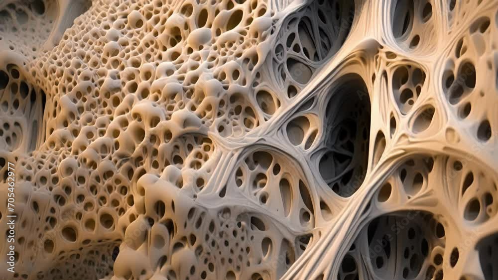 This scanning electron microscope showcases the detailed surface structure of a 3D printed organ, which mimics the natural patterns found in real tissues for optimal function.