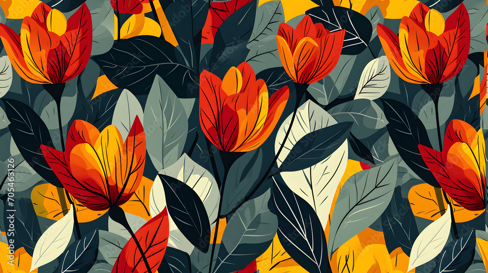 Seamless Abstract Tulips Seamless Abstract Tulips