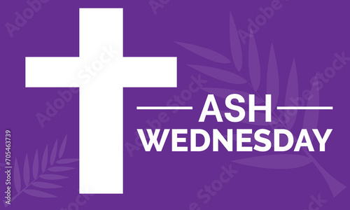 Ash Wednesday celebrated on 14th February. Vector banner, flyer, poster and social medial template design.