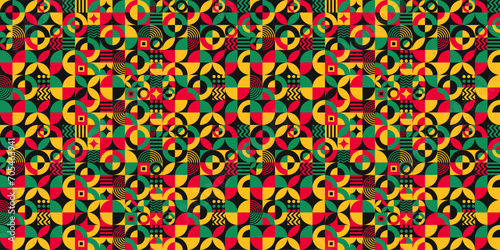 African American Black history month Neo geometric seamless pattern background. Celebrated February in united state and Canada. Juneteenth Independence Day. Kwanzaa. use to banner, poster, book cover.