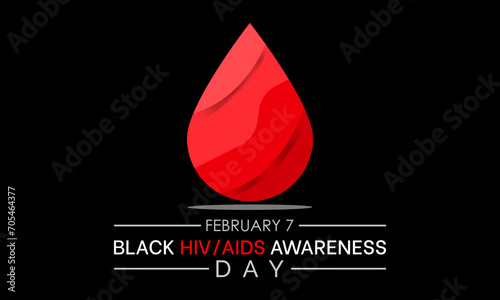 Black HIV/AIDS Awareness Day observed every year of 7th february. Vector health banner, flyer, poster and social medial template design.