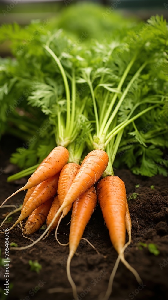 Fresh carrots pulled from the garden soil Fresh carrots pulled from the garden soil