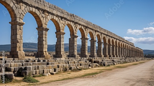 Decumanus Maximus the main street of Volubilis an ancient Roman town in Morocco photo