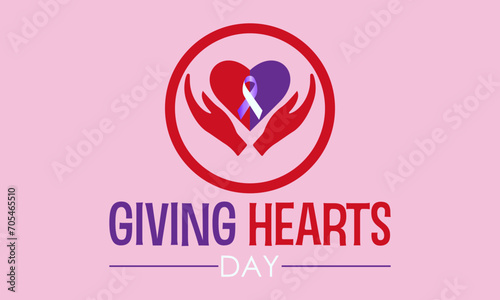 Giving Hearts Day celebrated every year on February 8. Vector banner, flyer, poster and social medial template design.
