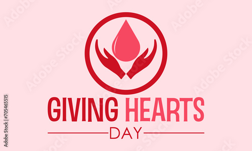 Giving Hearts Day celebrated every year on February 8. Vector banner, flyer, poster and social medial template design.