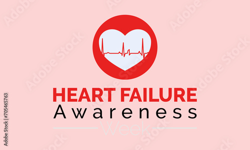 Heart Failure Awareness Week observed every year of february. Vector health banner, flyer, poster and social medial template design.