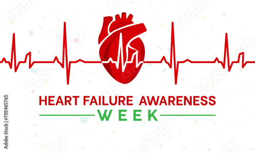 Heart Failure Awareness Week observed every year of february. Vector health banner, flyer, poster and social medial template design.