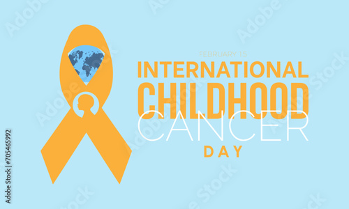 International Childhood Cancer Day observed every year on february 15. Vector health banner, flyer, poster and social medial template design.