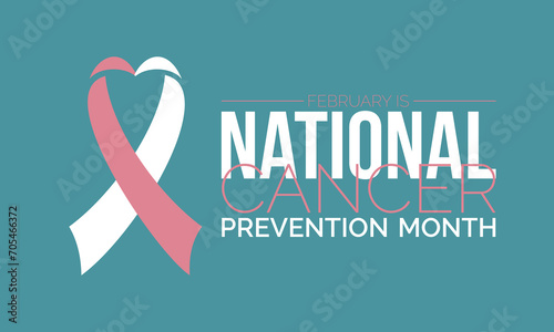 National Cancer Prevention Month observed every year in month of february. Vector health banner, flyer, poster and social medial template design.