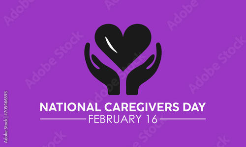 National Caregivers Day observed every year of 16th february, Vector health banner, flyer, poster and social medial template design.