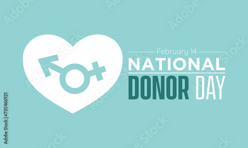 National Donor Day observed every year on february 14. Vector health banner, flyer, poster and social medial template design.