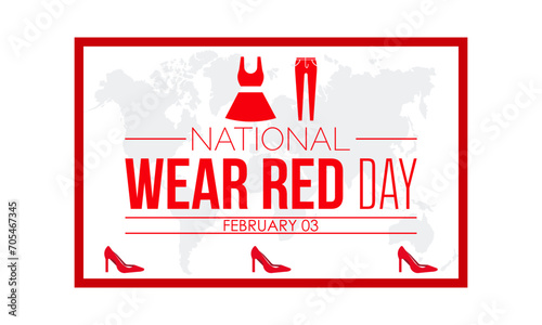 National Wear Red Day celebrated every year on February 2nd. Vector banner, flyer, poster and social medial template design.