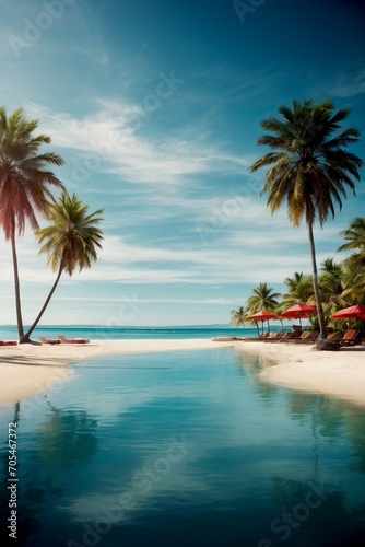 beach with palm trees © Narai