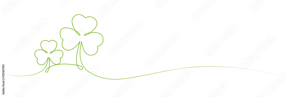 Partick Simple Line Vector st patrick's day. line art clover vector sketch. outline shamrock. One ...