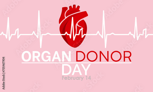 Organ Donor Day observed every year on february 14. Vector health banner, flyer, poster and social medial template design.