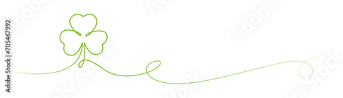 st patrick's day. line art clover vector sketch. outline shamrock. One continuous line drawing background, banner, illustration, simple design. Border frame isolated on transparent background.