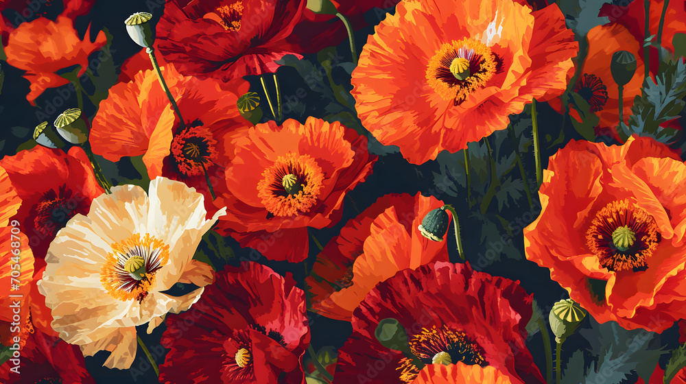 Seamless Festive Poppies Seamless Festive Poppies
