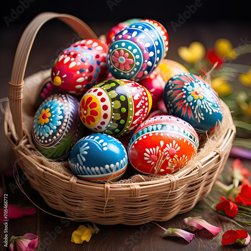 easter eggs in basket