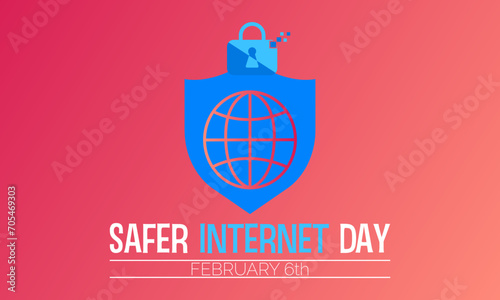 Safer Internet Day celebrated every year on 6th February. Vector banner, flyer, poster and social medial template design.