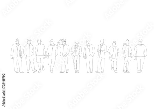 outline people drawing man woman vector illustration. isolated graphic person people isolated sketch simplicity hand drawn human continuous line. people stand design group business concept.