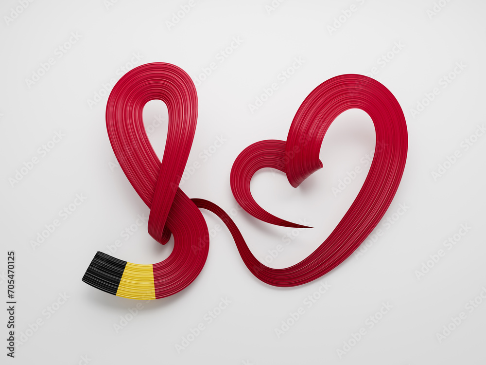 3d Flag Of Belgium Heart Shaped Wavy Awareness Ribbon flag On White Background 3d Illustration 3d Flag Of Belgium Heart Shaped Wavy Awareness Ribbon flag On White Background 3d Illustration