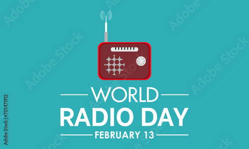 World Radio Day celebrated every year on 13th February. Vector banner, flyer, poster and social medial template design.