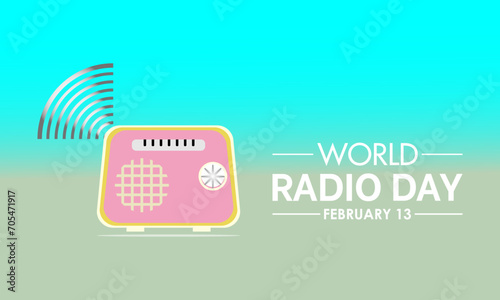 World Radio Day celebrated every year on 13th February. Vector banner, flyer, poster and social medial template design.