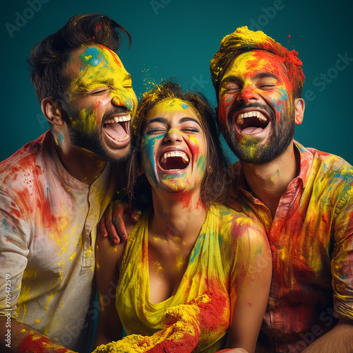 A Group of Friends Celebrating Holi © Basilix Digital 