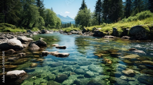 beautiful views of mountains and rivers in the forest